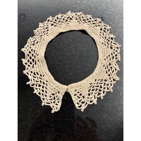 Vintage Hand Crocheted Cream Collar Kids Size - Picture 2 of 2